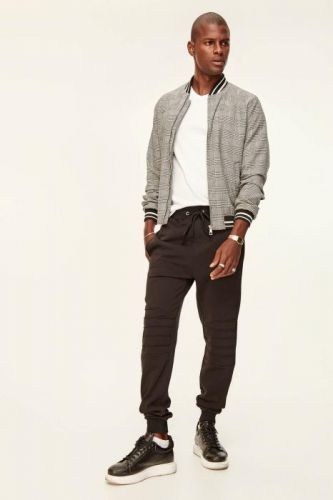 Trendyol Black boys cotton Sweatpants-the waist and Hem Fitted Biker Detail