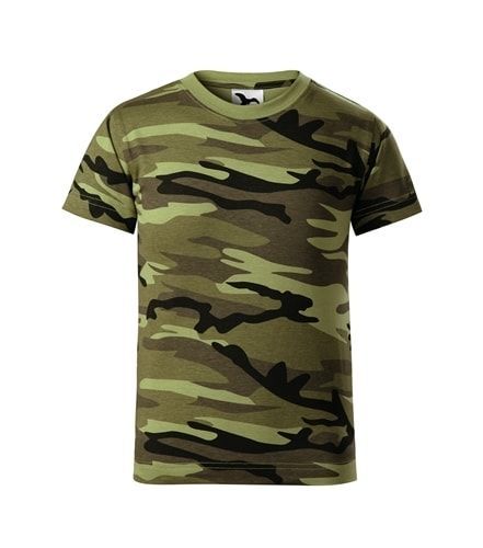 Dětské maskáčové tričko Camouflage - Maskáčová zelená | 134 cm (8 let)