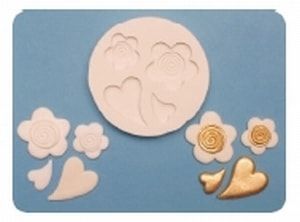 FPC Sugarcraft Silikonová formička Hearts & Flowers (Srdíčka a květinky) (Silikonová formička)