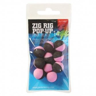 Pěnové plovoucí boilie Zig Rig Pop-Up pink-black 10mm,10ks