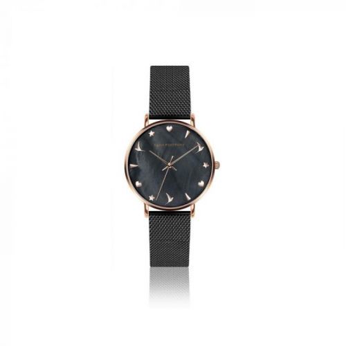 Dámské hodinky s černým páskem z nerezové oceli Emily Westwood Aura