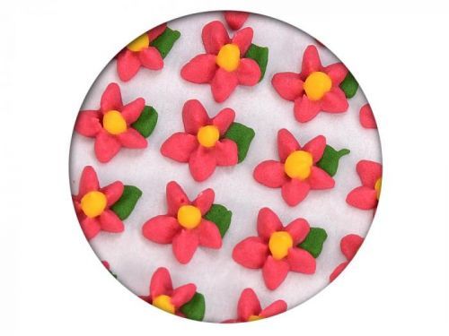 Frischmann Cukrová dekorace - Květy jednoduché s lístkem 35ks červené