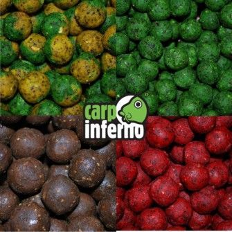 Carp Inferno Boilies Nutra line 20 mm 1 kg|Banán&Oliheň (zeleno-žlutá)