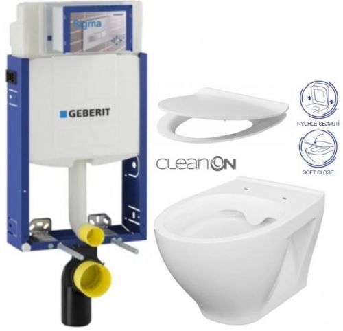 AKCE/SET/GEBERIT Kombifix KOMBIFIX ECO pro závěsné WC, nádržka UP 320 bez Ovládací desky + WC CERSANIT MODUO CLEANON + SEDÁTKO 110.302.00.5 MO1