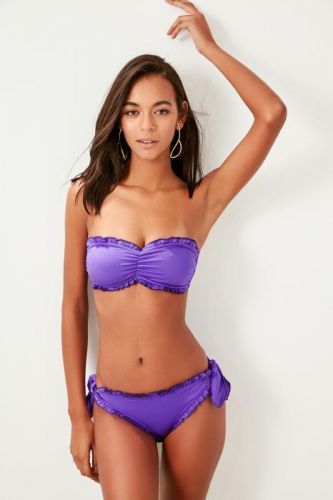 Trendyol Purple Ruffle Detailed Bikini Top
