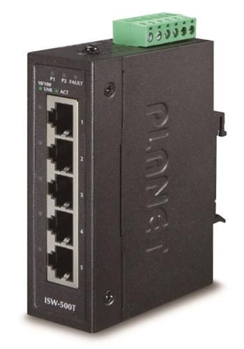 Planet Switch, 5x 10/100Base-TX, ESD, DIN, IP30, -40~75°C