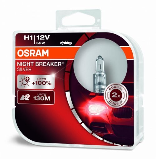 OSRAM H1 Night breaker SILVER plus 100procent 64150NBS-HCB 55W 12V duobox