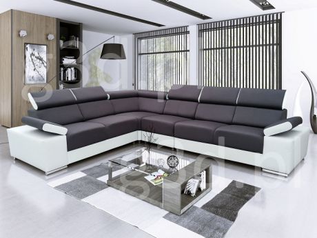 Rohová sedací souprava - Tempo Kondela - Marbela (černá + bílá) (P) Miss Sixty