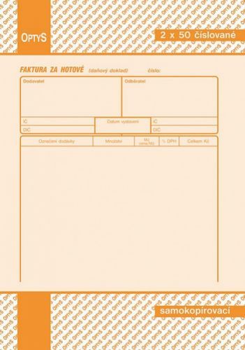 Optys Faktura za hotové A5 propisující Optys 1073