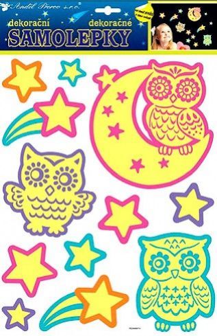 Anděl Samolepky - svítící ve tmě - Sovy - 10210