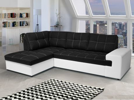 Rohová sedací souprava - Tempo Kondela - Litore (bílá + černá) (L) Miss Sixty
