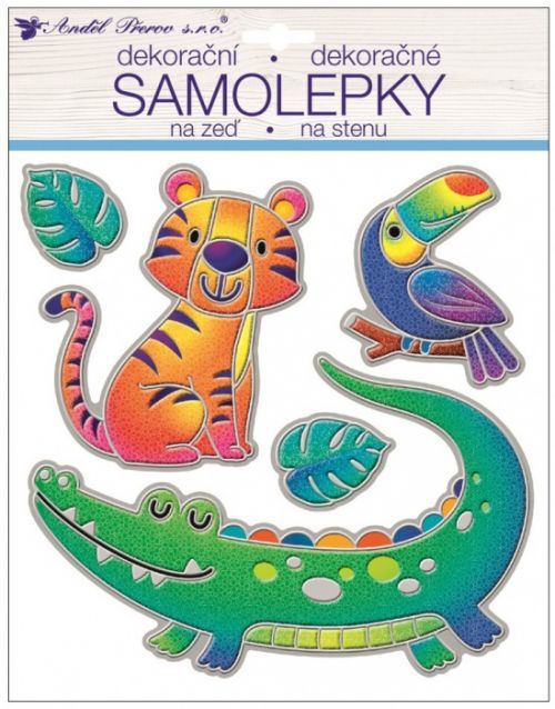 Anděl Samolepka na zeď - Krododýl - prostorová, třpytivá - 31 x 25 cm - 10399