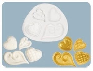 FPC Sugarcraft Silikonová formička Fancy Hearts (Zdobená srdíčka) (Silikonová formička)