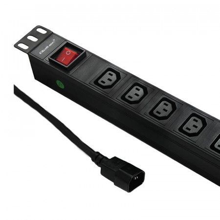 Surge protector QOLTEC for RACK 19'' | 1U | 10A | PDU | 8xIEC C13 | 2m