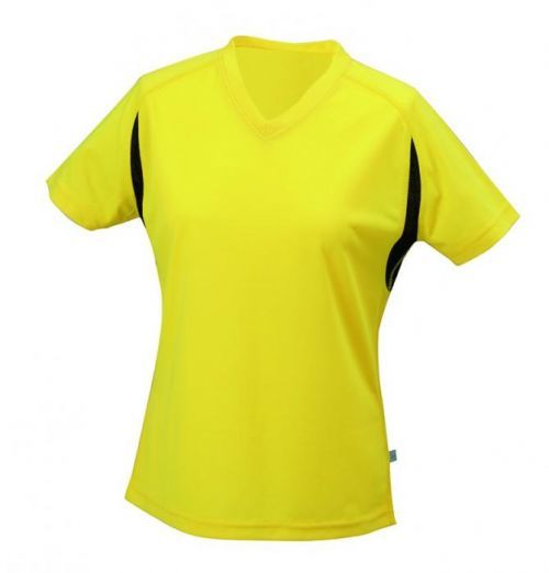 Dámské sportovní tričko s krátkým rukávem JN316 - Žlutá / černá | M