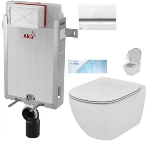 AKCE/SET/ALCAPLAST Renovmodul předstěnový instalační systém + tlačítko M1720-1 + WC TESI se sedátkem SoftClose, AquaBlade AM115/1000 M1720-1 TE1