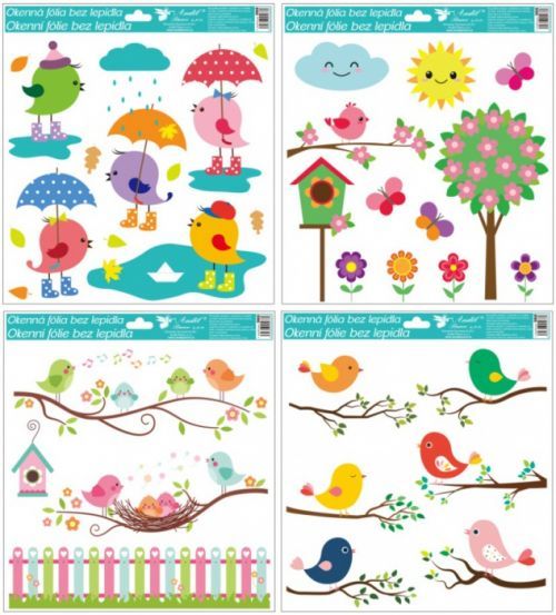Anděl Okenní fólie - Ptáčci - 33 x 30 cm - 988