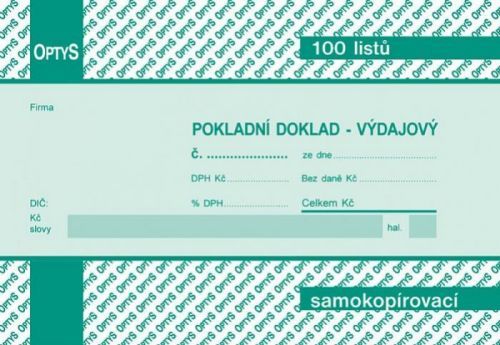 Optys Výdajový pokladní doklad A6 propisující jednoduchý OP 1069