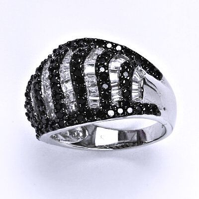ČIŠTÍN s.r.o Stříbrný prsten s černými a čirými zirkony, prsten ze stříbra, 10,99 g 14071