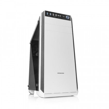 Modecom PC skříň OBERON PRO GLASS WHITE MIDI, 2x USB 3.0, 2x USB 2.0, audio HD, bílá, skleněný boční panel, bez zdroje