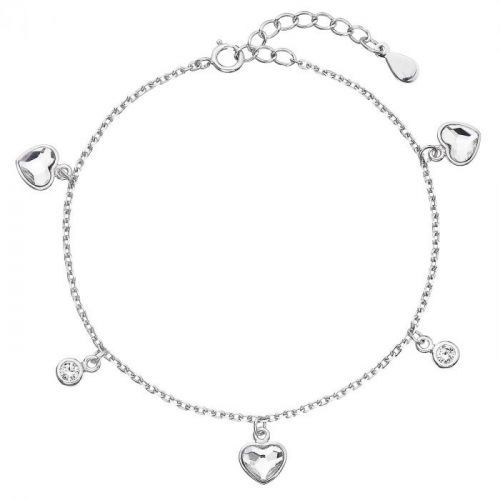 Evolution Group Stříbrný náramek se Swarovski krystaly bílé srdce 33114.1