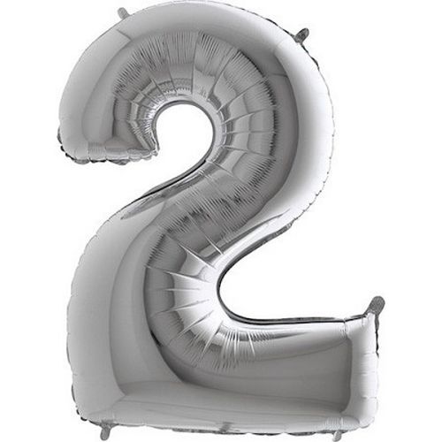 Balón fóliové číslo stříbrné 2