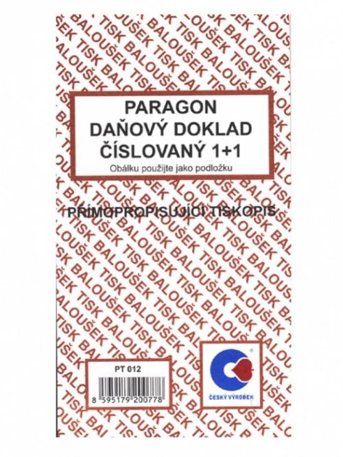 Baloušek Paragon daňový doklad propisující číslovaný PT 012