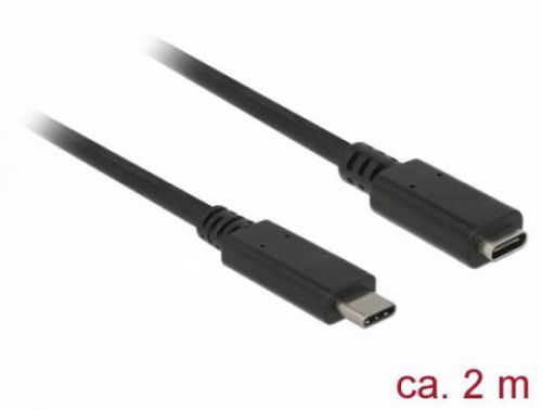 Delock Prodlužovací kabel SuperSpeed USB (USB 3.1 Gen 1) USB Type-C™ samec > port samice 3 A 2,0 m černý