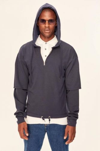Trendyol Navy Men's Sweatshirts-Hooded Front Zipper