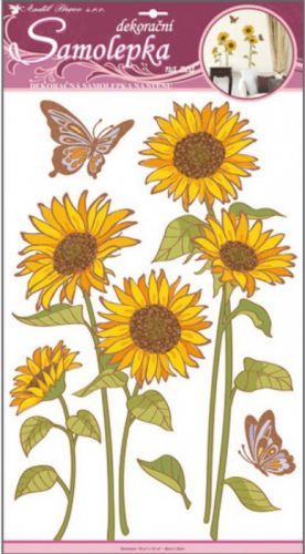 Anděl Samolepky na zeď - Slunečnice s motýly a glitry - 50 x 32 cm - 10031