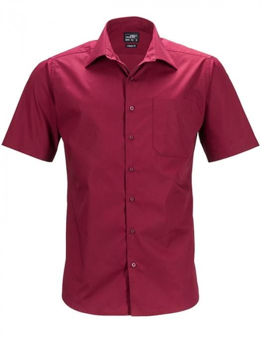Pánská košile s krátkým rukávem JN644 - Vínová | XXL