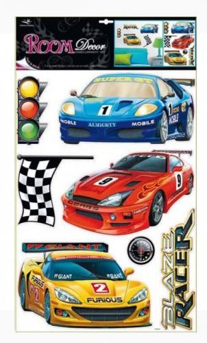 Anděl Pokojová dekorace závodní auta 70 x 42 cm