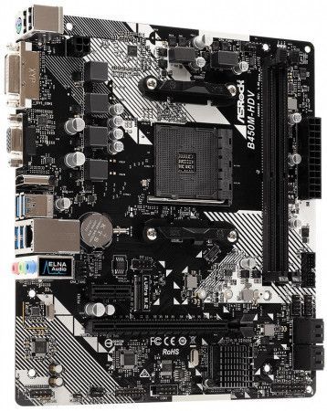 ASRock B450M-HDV R4.0 / AM4 / 2x DDR4 DIMM / HDMI / DVI-D / D-Sub / M.2 / mATX, B450M-HDV  R4.0