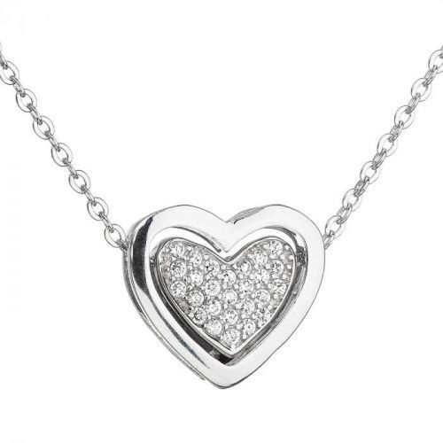 Evolution Group Stříbrný náhrdelník se zirkonem bílé srdce 12029.1