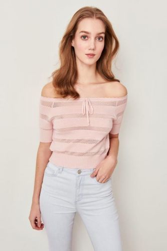 Trendyol Caster Carmen Collar Cotton Summer-Sweater Sweaters
