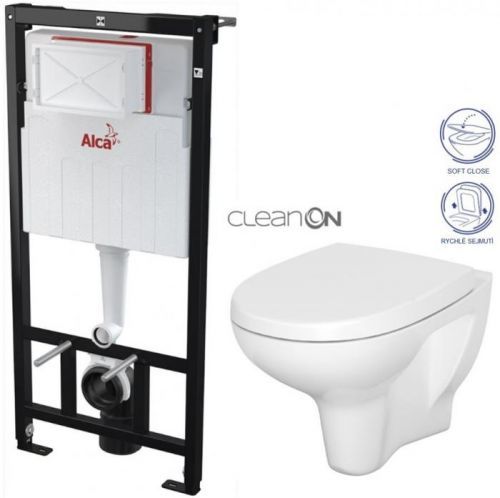 AKCE/SET/ALCAPLAST Sádromodul předstěnový instalační systém + WC CERSANIT ARTECO CLEANON + SEDÁTKO AM101/1120 X AT1