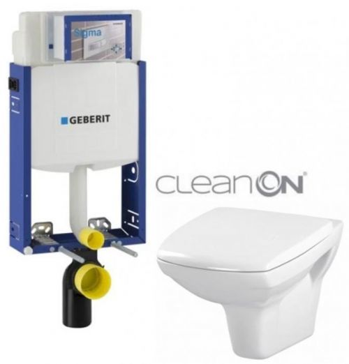 AKCE/SET/GEBERIT Kombifix KOMBIFIX ECO pro závěsné WC, nádržka UP 320 bez Ovládací desky + WC CERSANIT CARINA CLEANON + SEDÁTKO 110.302.00.5 CA1