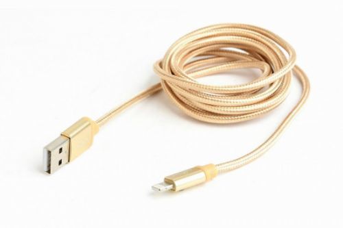 Gembird USB to 8-pin cable, cotton braided, metal connectors, 1.8m, gold