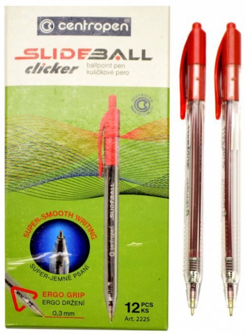 Centropen Kuličková tužka Slideball Clicker - červená 2225/1