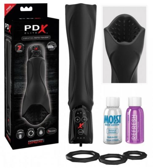 PDX Elite Roto Teazer - vibrační masturbátor (černý)