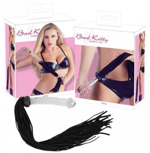 Bad Kitty - Leather Dildo with Dildo (Transparent-Black)