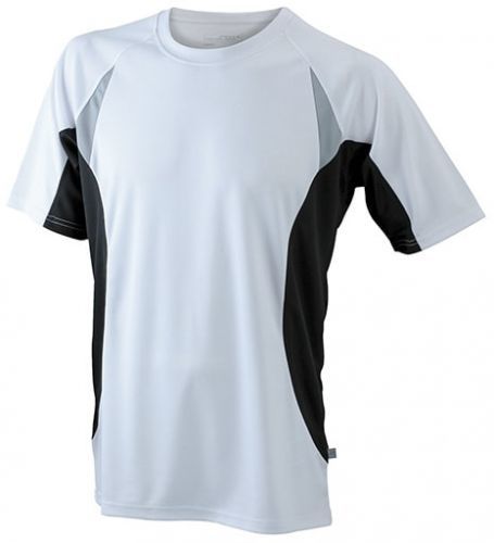 Pánské funkční tričko s krátkým rukávem JN391 - Bílá / královská modrá | XL