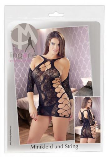 Mandy Mystery - Floral Patterned Mesh Fishnet with Tangle (Black)