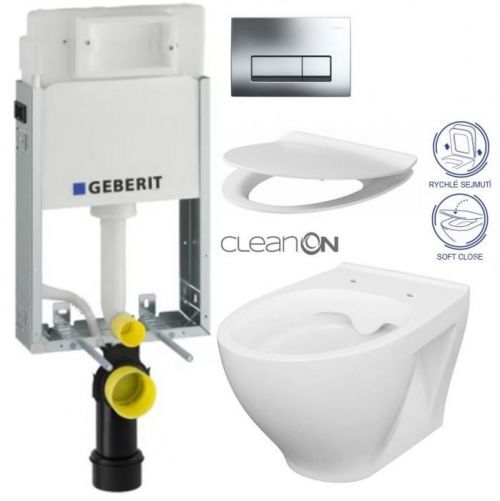 AKCE/SET/GEBERIT KOMBIFIXBasic včetně ovládacího tlačítka DELTA 51 CR pro závěsné WC CERSANIT MODUO CLEANON + SEDÁTKO 110.100.00.1 51CR MO1