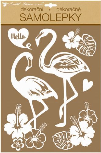 Anděl Samolepky na zeď - Bílí plameňáci s glitry 10281