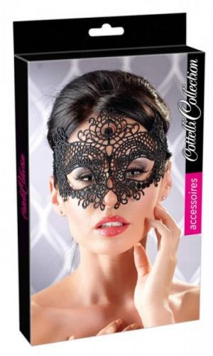 Cottelli - vyšívaná, krajková maska na obličej (černá)