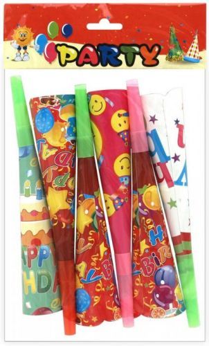 Trumpetka papírová 19cm, mix barev, 6ks