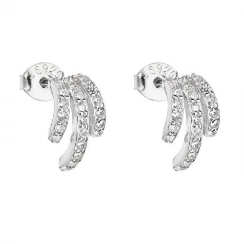 Evolution Group Stříbrné náušnice se zirkonem bílý půlkruh 11146.1