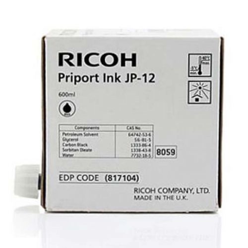 Ricoh originální ink JP 12, black, 600ml, 817104, Ricoh DX3240, 3440, JP1210, 1215, 1250, 1255, 3000