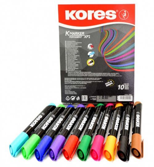 Kores K- Marker - permanentní popisovač - sada 10 barev -20900